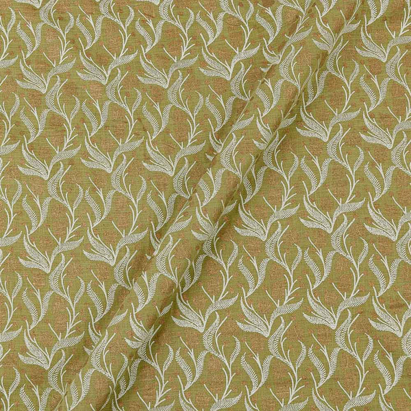Linen Feel Pastel Green Colour Gold Foil Jaal Print Slub Cotton Fabric Online 9717AI