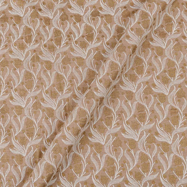 Linen Feel Beige Brown Colour Gold Foil Jaal Print Slub Cotton Fabric Online 9717AJ