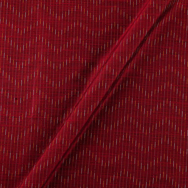 Spun Dupion [Artificial Raw Silk] Maroon X Black Cross Tone Kantha Jacquard Stripes Fabric Online 9723AF3