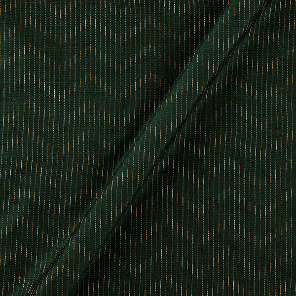 Spun Dupion [Artificial Raw Silk] Green X Black Cross Tone Kantha Jacquard Stripes Fabric Online 9723AF5