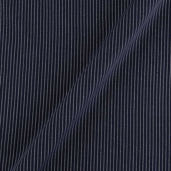 Buy Jute Type Cotton Dark Blue X Black Cross Tone Fancy RIB Stripes Fabric Online 9724T9