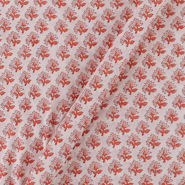 Cotton Off White Colour Floral Block Print Fabric Online 9725BL