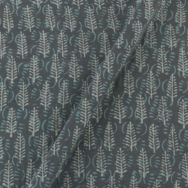 Dabu Cotton Grey Colour Leaves Hand Block Print Fabric Online 9727AC2
