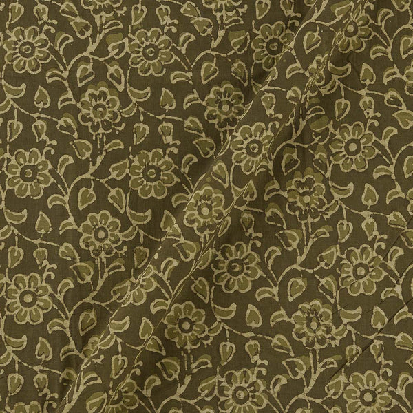 Dabu Cotton Olive Colour Floral Jaal Hand Block Print Fabric Online 9727AD3