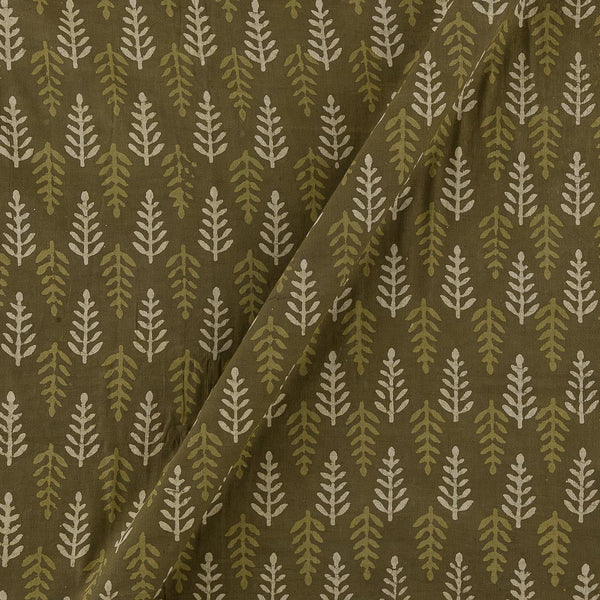 Dabu Cotton Olive Colour Leaves Hand Block Print Fabric Online 9727AE3