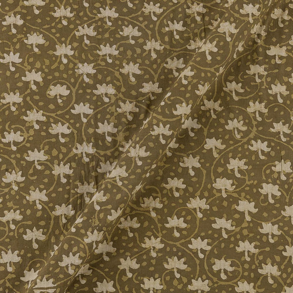 Dabu Cotton Olive Colour Floral Hand Block Print Fabric Online 9727AF1