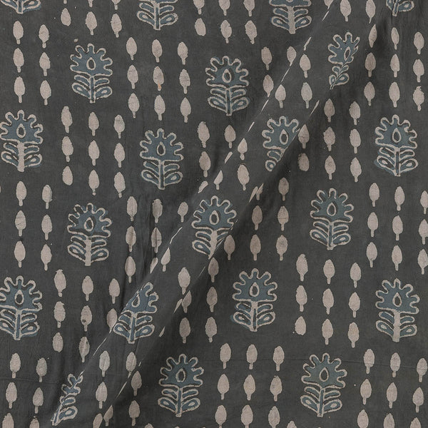 Dabu Cotton Blue Grey Colour Leaves Hand Block Print Fabric Online 9727AG2