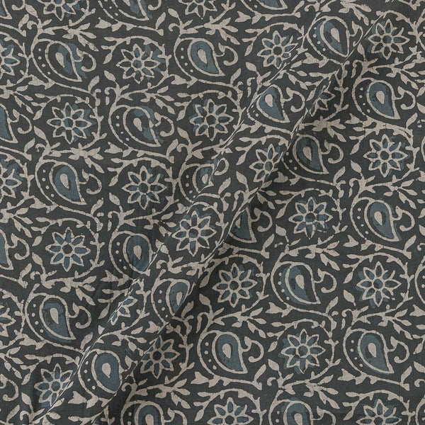 Dabu Cotton Blue Grey Colour Paisley Jaal Hand Block Print Fabric Online 9727AH2