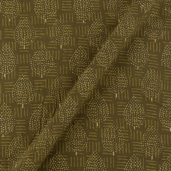 Dabu Cotton Olive Colour Leaves Hand Block Print Fabric Online 9727AJ1