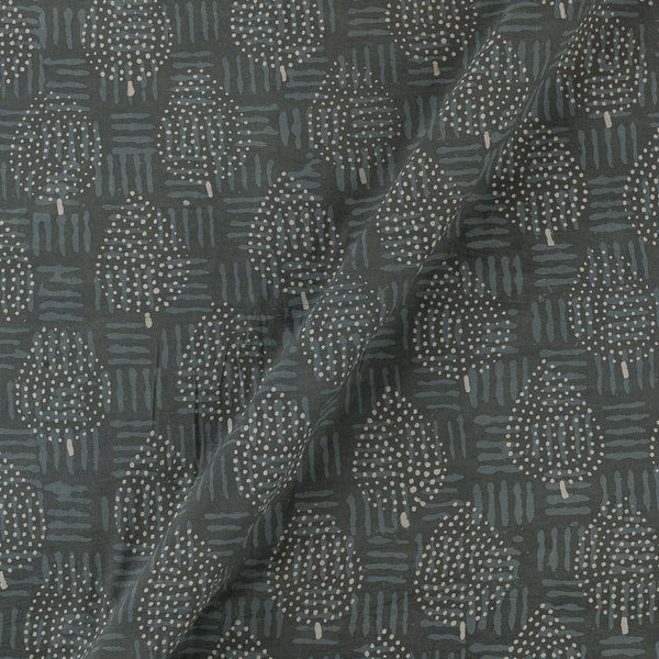 Dabu Cotton Blue Grey Colour Leaves Hand Block Print Fabric Online 9727AJ3