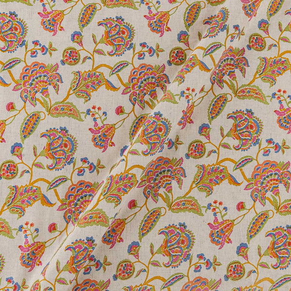 Flex Cotton Off White Colour Floral Jaal Print Fabric Online 9732AJ3