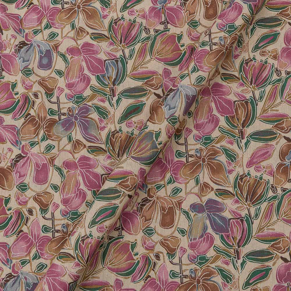 Buy Flex Cotton Beige Colour Floral Jaal Print Fabric Online 9732AS2