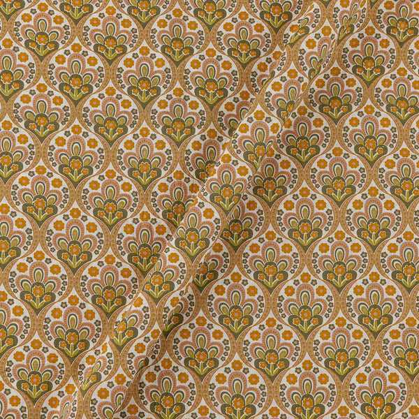 Flex Cotton Off White Colour Mughal Print Fabric Online 9732AX1