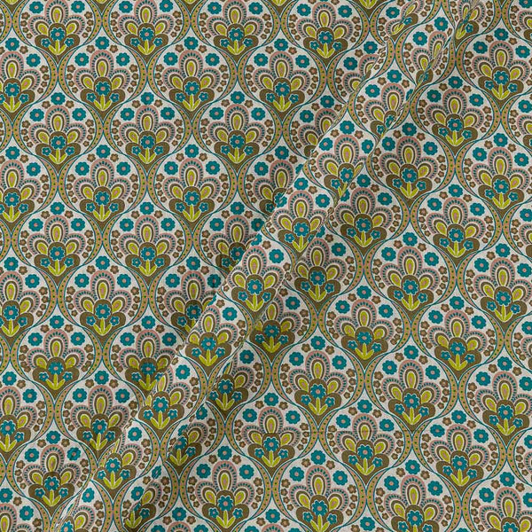 Flex Cotton Off White Colour Mughal Print Fabric Online 9732AX2