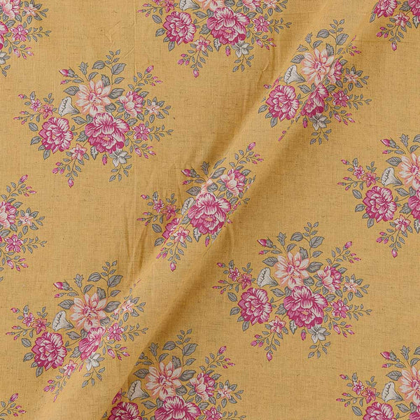 Flex Cotton Mustard Yellow Colour Floral Print Fabric Online 9732BA1