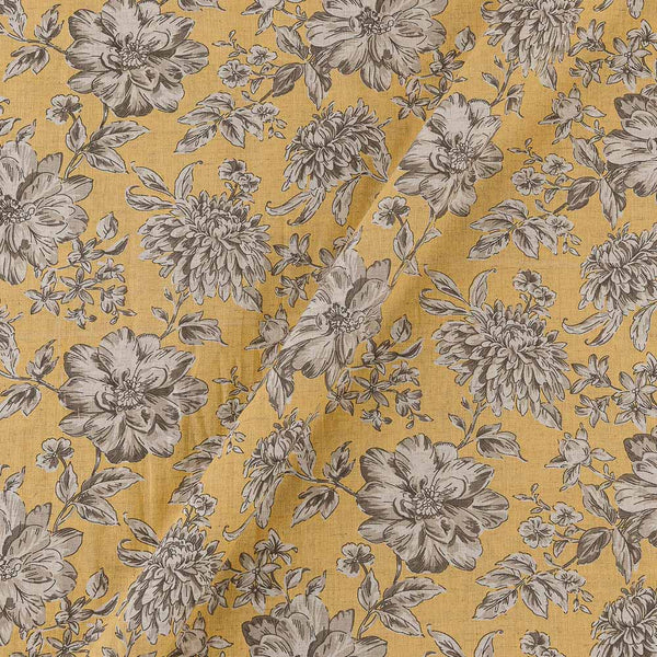 Flex Cotton Mustard Yellow Colour Floral Jaal Print Fabric Online 9732BF