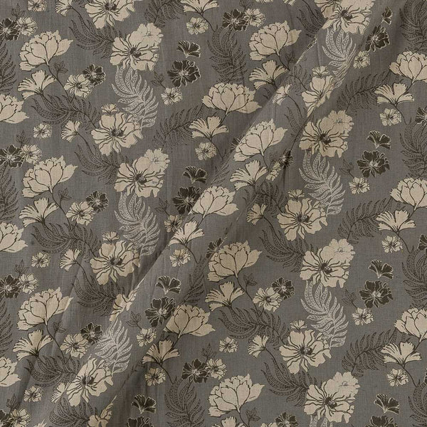 Flex Cotton Slate Grey Colour Floral Jaal Print Fabric Online 9732BK4