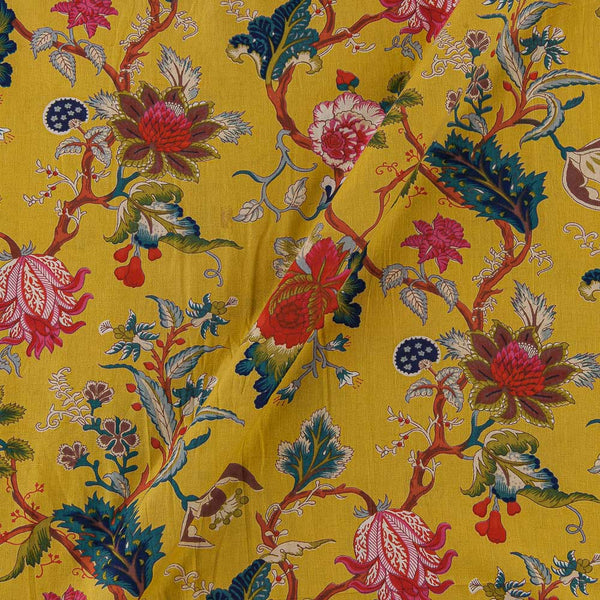 Flex Cotton Mustard Colour Floral Jaal Print Fabric Online 9732BO3