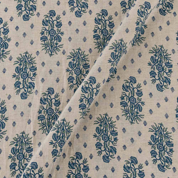Flex Cotton Off White Colour Sanganeri Floral Print Fabric Online 9732CA1