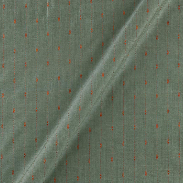 Buy Artificial Satin Dupion Silk Silver Green Colour Jacquard Butti With Kantha Stripes Fabric Online 9738M1
