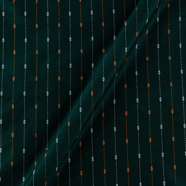 Buy Artificial Satin Dupion Silk Green X Black Cross Tone Jacquard Butti With Kantha Stripes Fabric Online 9738N3