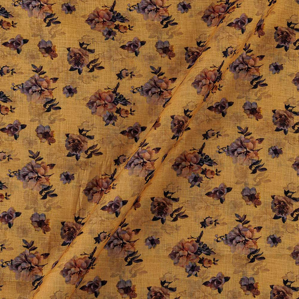 Cotton Linen Feel Mustard Colour Floral Print Fancy Fabric Online 9748AN1