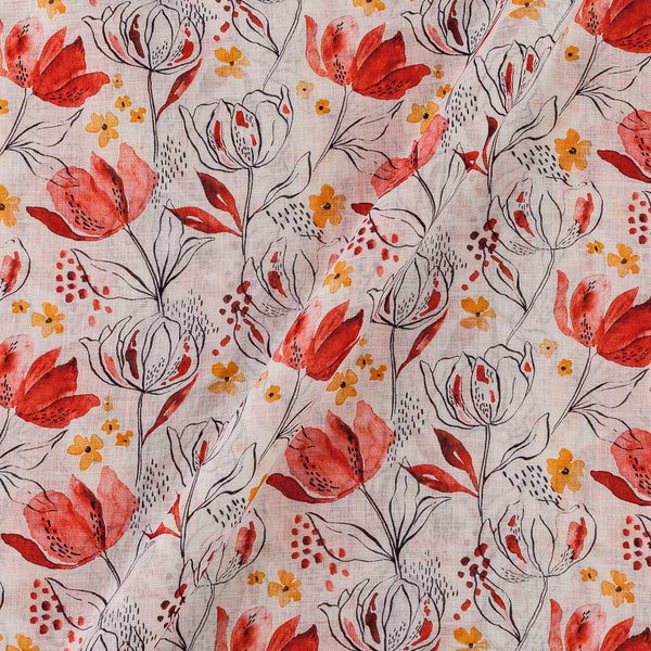 Cotton Linen Feel White Colour Floral Print Fancy Fabric Online 9748AQ2