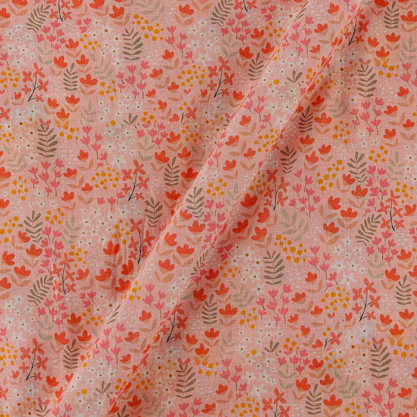 Cotton Linen Feel Peach Orange Colour Leaves Print Fancy Fabric Online 9748BO