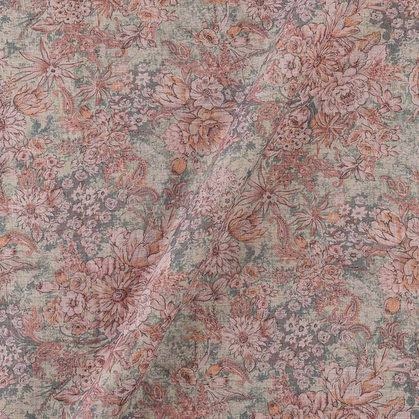 Soft Cotton Linen Feel Dove Grey Colour Floral Print Fancy Fabric Online 9748BQ2