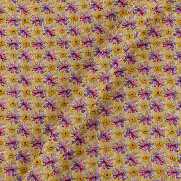 Soft Slub Cotton Feel Mustard Colour Floral Print 42 Inches Width Fancy Fabric