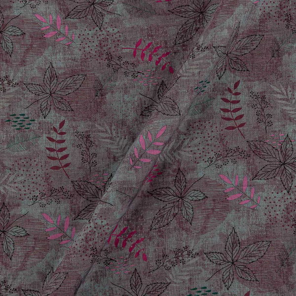 Buy Soft Slub Cotton Feel Pink Aqua Colour Leaves Print Fancy Fabric Online 9748EY3