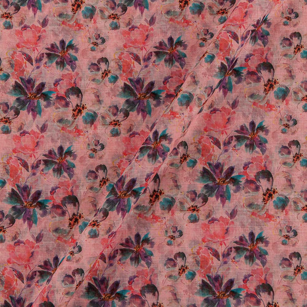 Buy Soft Slub Cotton Feel Peach Pink Colour Floral Jaal Print Fancy Fabric Online 9748FA