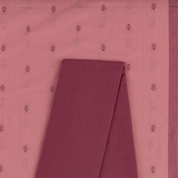 Two Pc Set Of Cotton Jacquard Butti & South Cotton Plain Fabric Unstitched Two Piece Dress Material [2.5 Mtr Each]