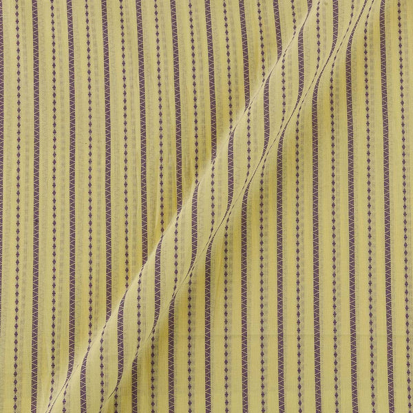 Cotton Jacquard All Over Border Design in Stripes Pattern Irish Yellow Colour Fabric Online 9755J2