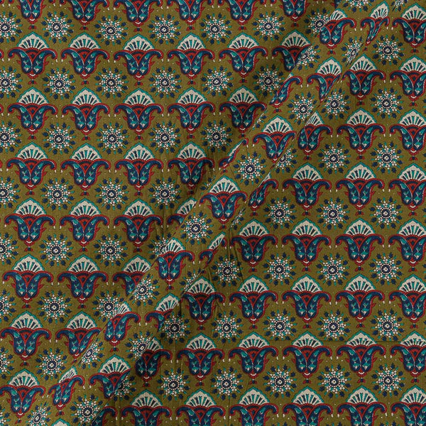 Cotton Mehendi Green Colour Floral Butta Print Fabric Online 9763FC