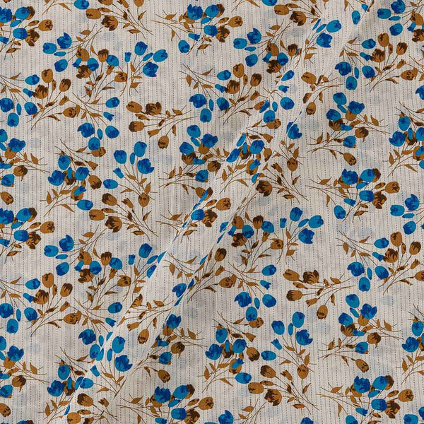 Cotton Off White Colour Leaves Print Fabric Online 9763FE