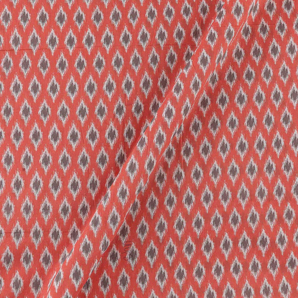 Cotton Coral Orange Colour Ikat Print Fabric Online 9763FK1