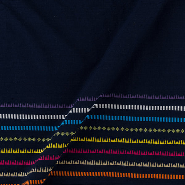 South Cotton Midnight Blue Colour Jacquard Daman Border Fabric Online 9767DF3