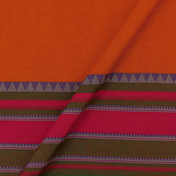 South Cotton Orange X Red Cross Tone Jacquard Daman Border Fabric Online 9767DG2