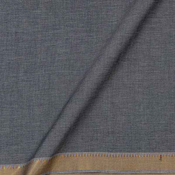 South Cotton Grey X Black Cross Tone Two Side Zari Border Fabric Online 9767DJ10