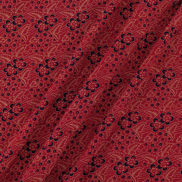 Rayon Barmer Ajrakh Floral and Leaves Pattern Red Colour Fabric Online 9770I3
