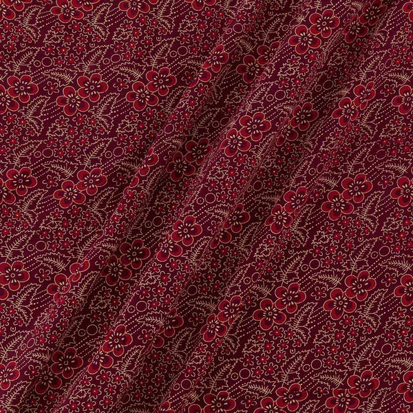 Rayon Barmer Ajrakh Floral and Leaves Pattern Maroon Colour Fabric Online 9770I5
