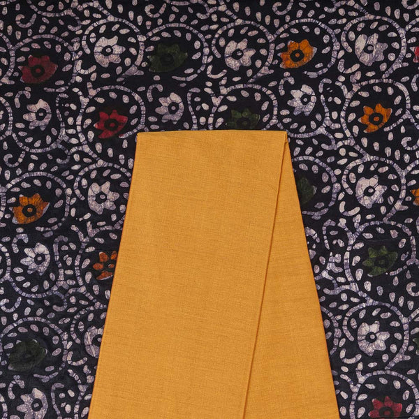 Mashru Gaji Hand Block Printed Fabric & Spun Cotton (Banarasi PS Cotton Silk) Plain Fabric Unstitched Two Piece Dress Material Online ST-9771X-4000DX
