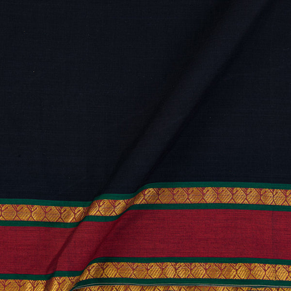 Mercerised Cotton Black Colour Two Side Border Fabric for Sarees and Kurtis Online 9782P3