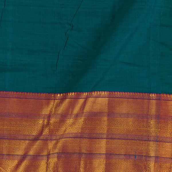 Mercerised Cotton Peacock Green Two Tone 45 inches Width With Two Side Ethnic Gold Border Fabric for Sarees and Kurtis freeshipping - SourceItRight