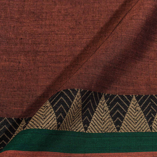 Mercerised Cotton With Two Side Ethnic Border Rust Brown Colour Fabric for Sarees and Kurtis freeshipping - SourceItRight