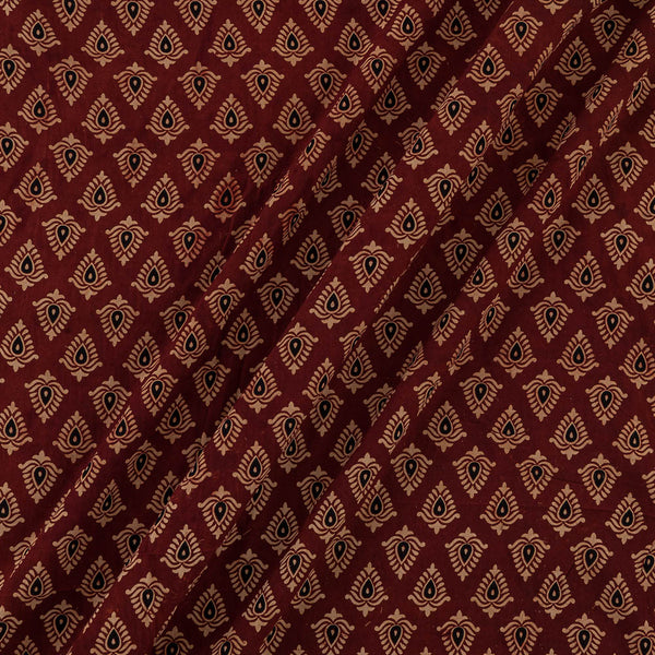 Gamathi Maroon Colour Leaves Hand Block Print Rayon Fabric Online 9785AE1