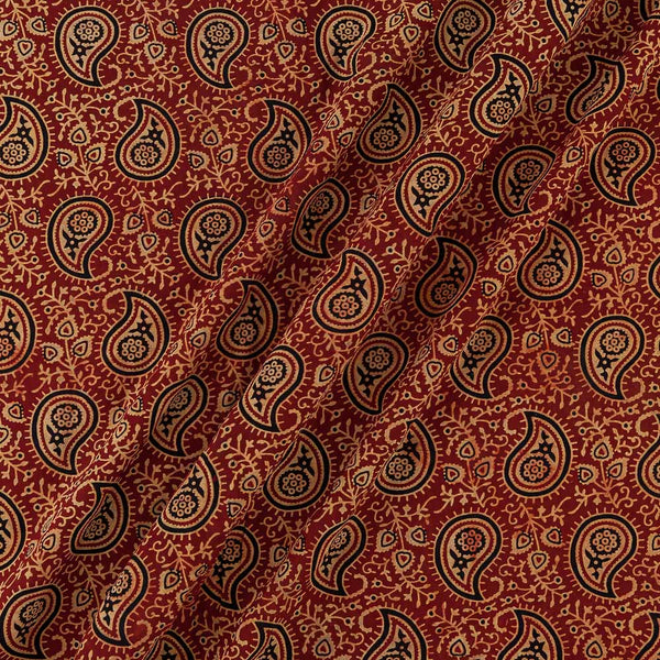 Gamathi Maroon Colour Paisley Hand Block Print Rayon Fabric Online 9785R