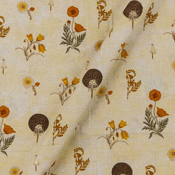 Flex Cotton Pale Yellow Colour Gold Foil Butta Print Fabric Online 9787L1