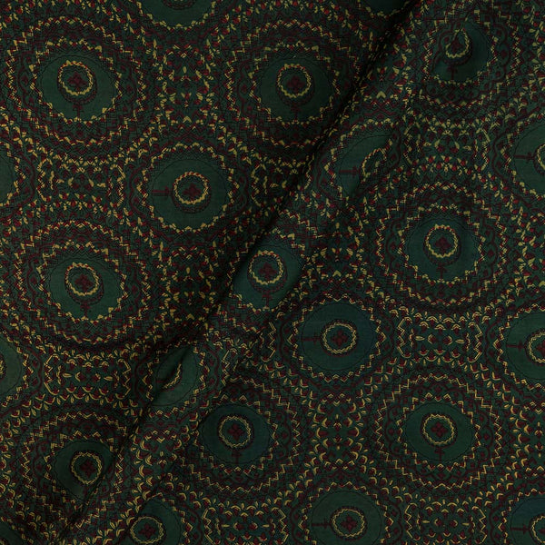 Modal Satin Charcoal Green Colour Vanaspati Hand Block Ethnic Print Fabric Online 9792CX